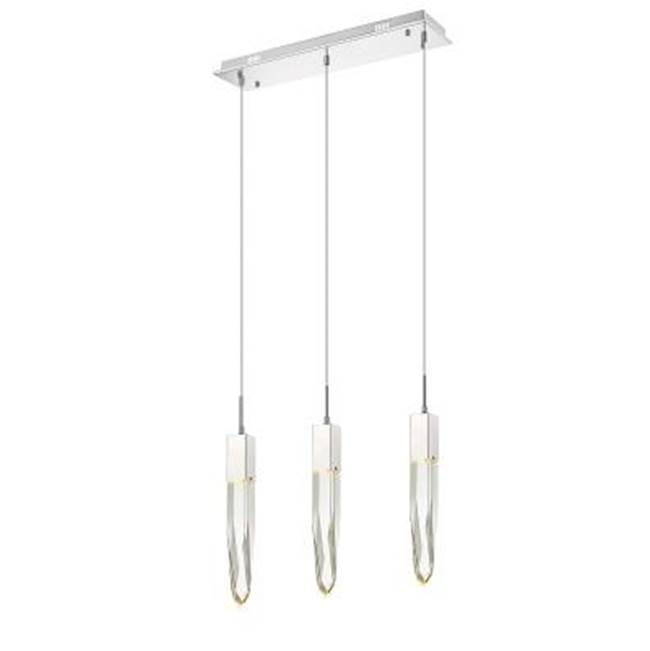 Avenue Lighting The Original Aspen Collection Chrome 3 Light Penant Fixture With Clear Crystal