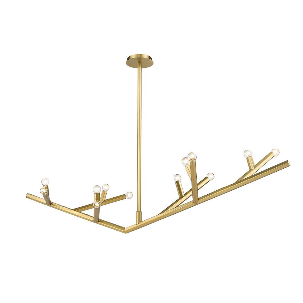 Avenue Lighting The Oaks Collection Brushed Brass Linear 12 Light Fixture