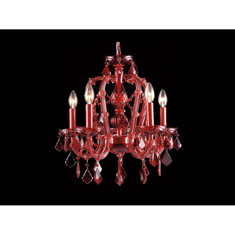 Avenue Lighting Crimson Blvd. Collection Red 5 Light Mini Crystal Chandelier