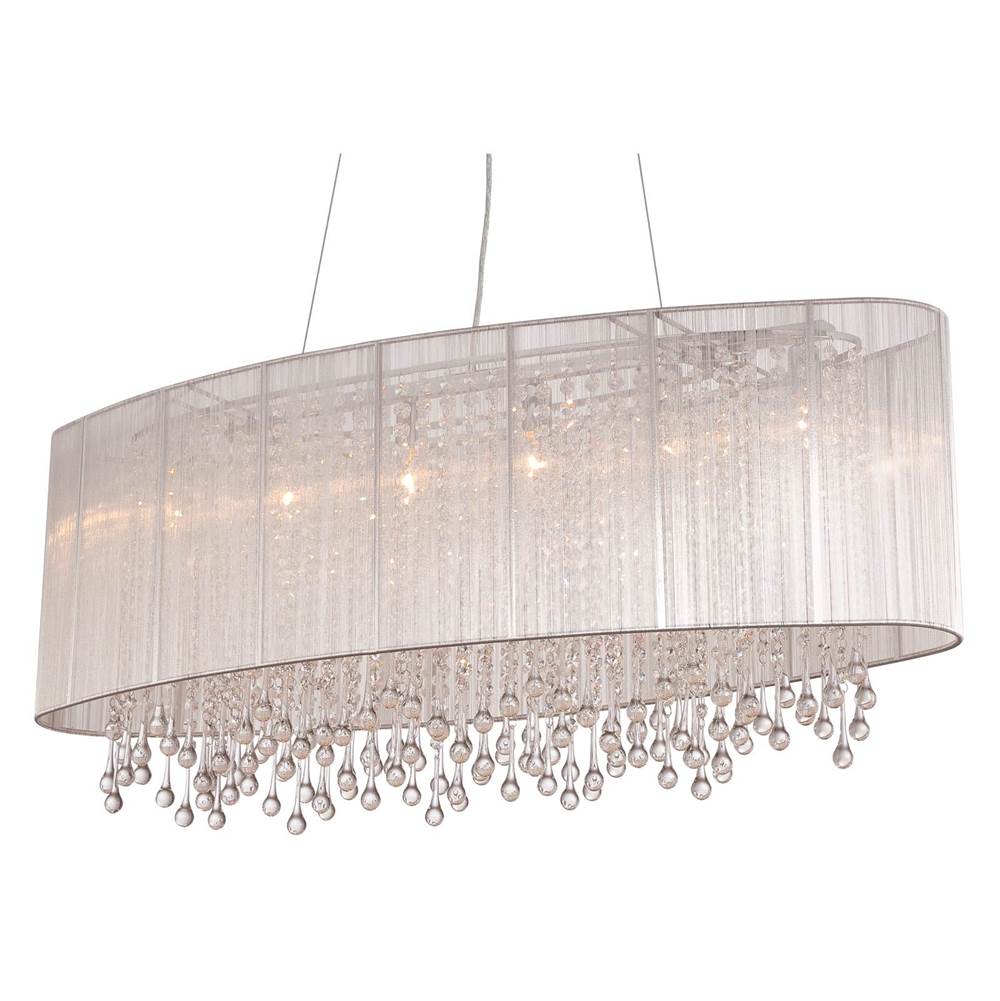 Avenue Lighting Beverly Dr. Collection Oval Silver Silk String Shade And Crystal Dual Mount