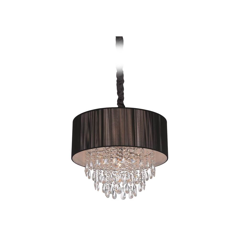 Avenue Lighting Vineland Ave. Collection Black Lined Silk String Shade And Crystal Hanging Fixture