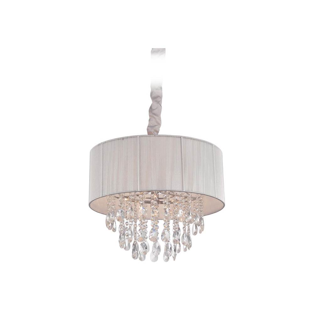 Avenue Lighting Vineland Ave. Collection Silver Lined Silk String Shade And Crystal Hanging Fixture