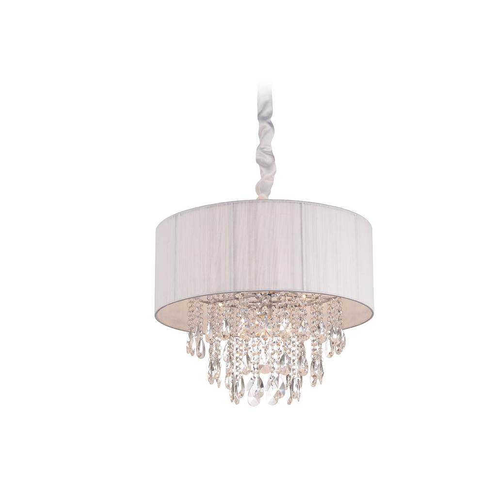 Avenue Lighting Vineland Ave. Collection White Lined Silk String Shade And Crystal Hanging Fixture