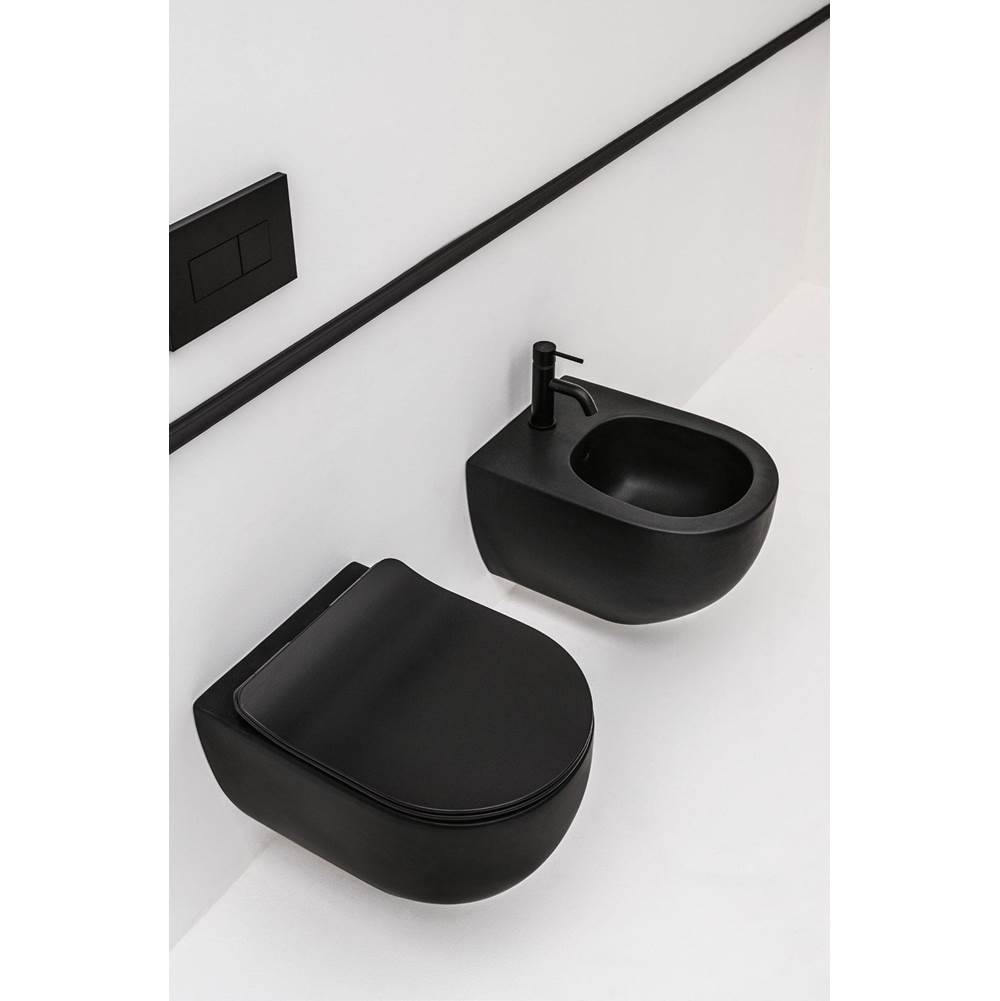 AXA Ceramica Glomp Wall Mounted Toilet and Seat in Matte Black