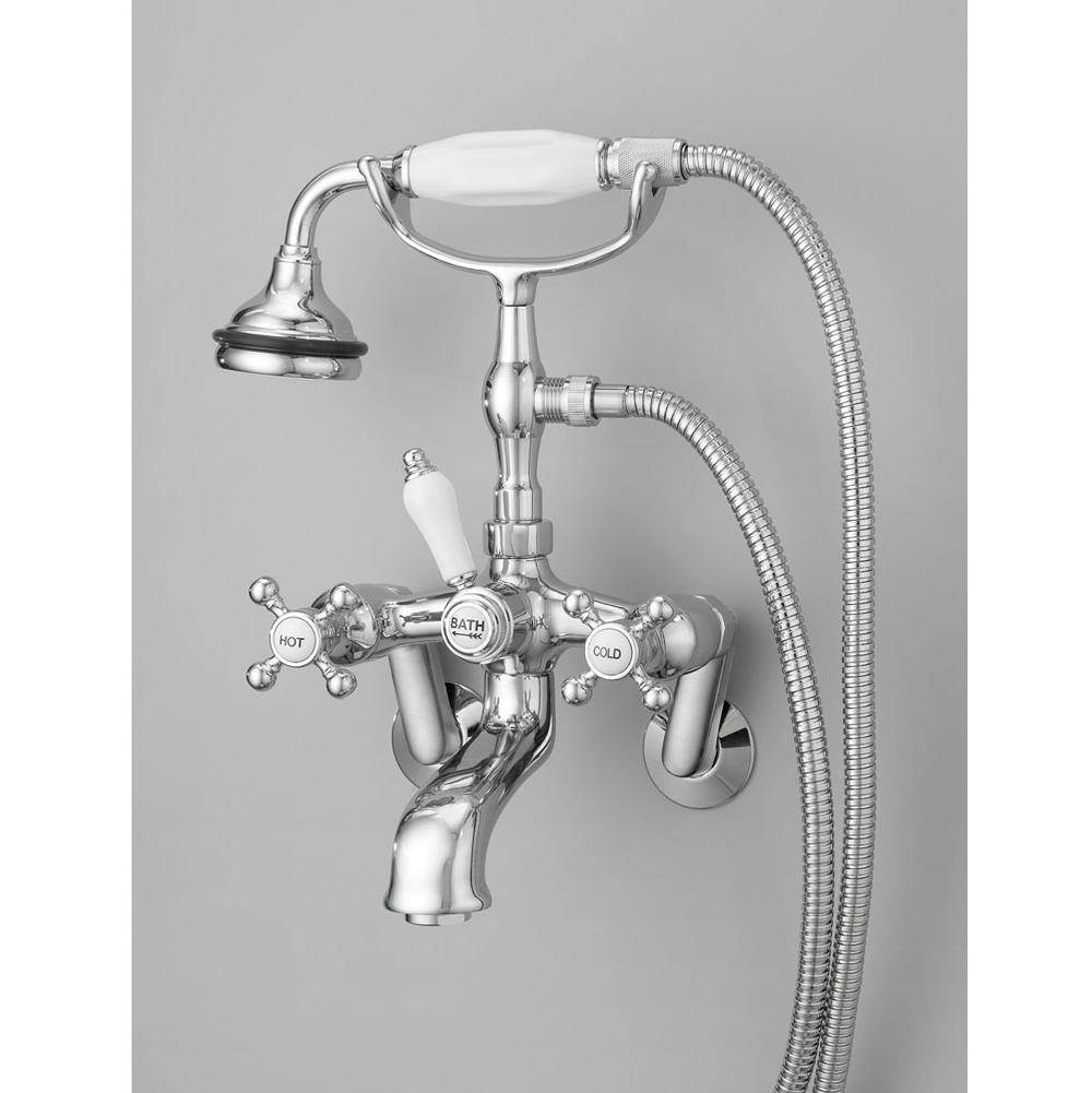 Cheviot Products Canada 5100 SERIES Wall-Mount Tub Filler - Cross Handles - Porcelain Accents