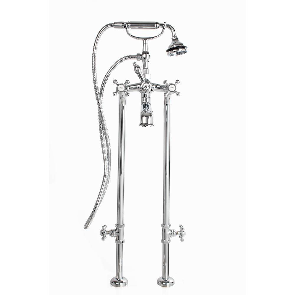 Cheviot Products Canada 5100 SERIES Free-Standing Tub Filler with Stop Valves - Cross Handles - Metal Accents