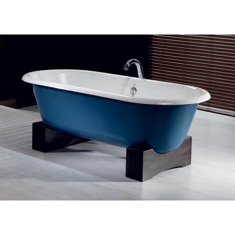 Cheviot Products Canada REGAL Cast Iron Bathtub with Wooden Base and Continuous Rolled Rim