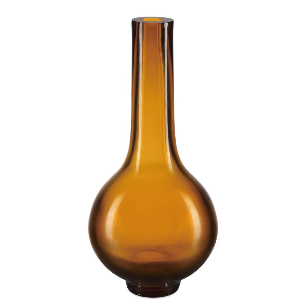 Currey And Company Amber and Gold Peking Long Neck Vase