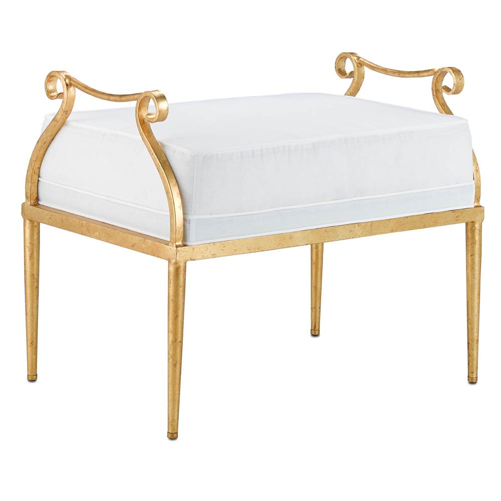 Currey And Company Genevieve Muslin Gold Ottoman