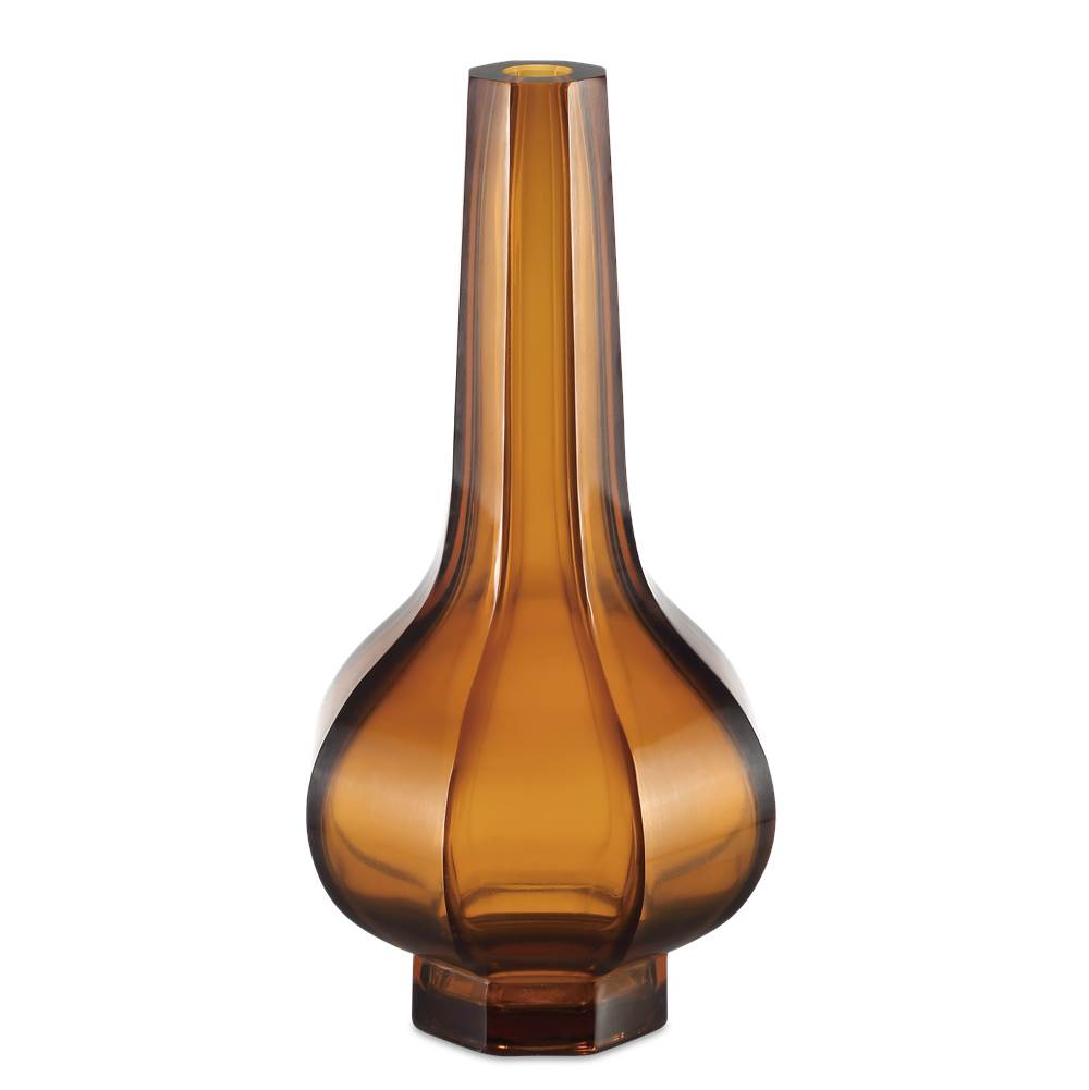 Currey And Company Amber and Gold Peking Stem Vase