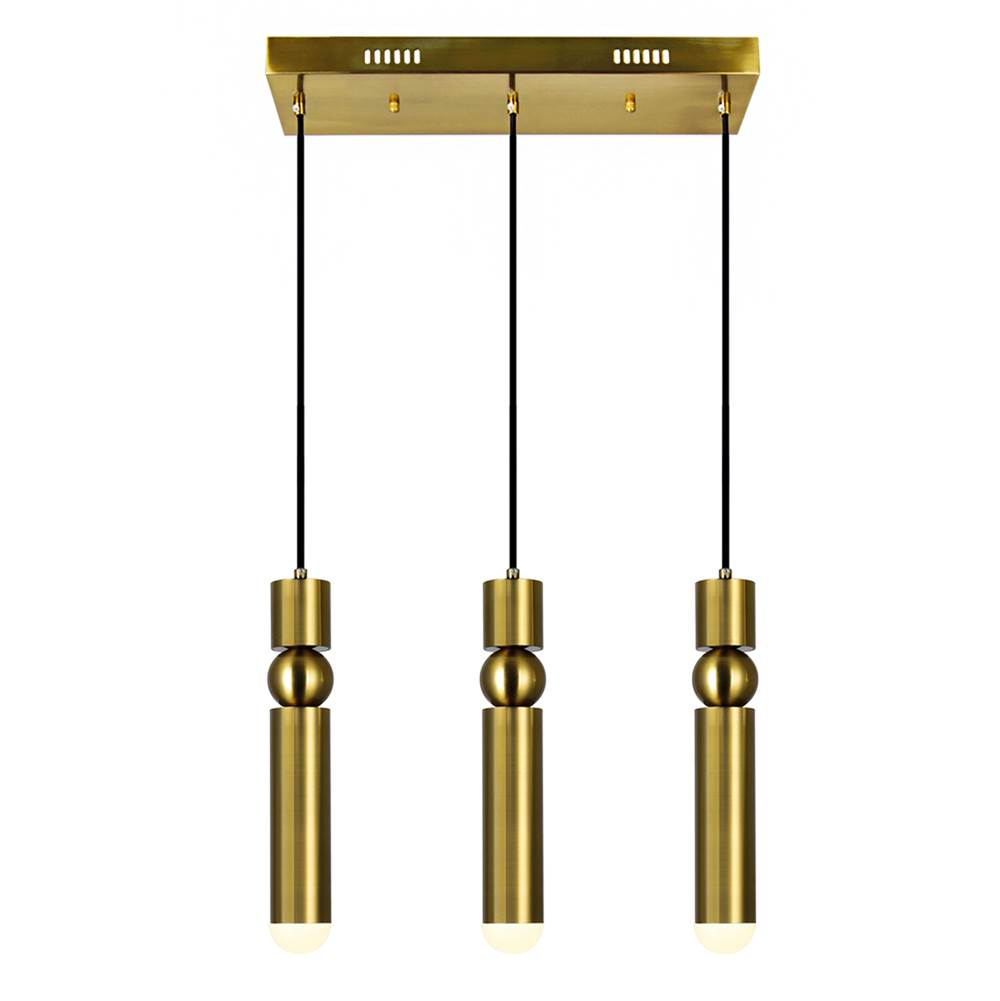 CWI Lighting Chime LED Island/Pool Table Chandelier With Brass Finish