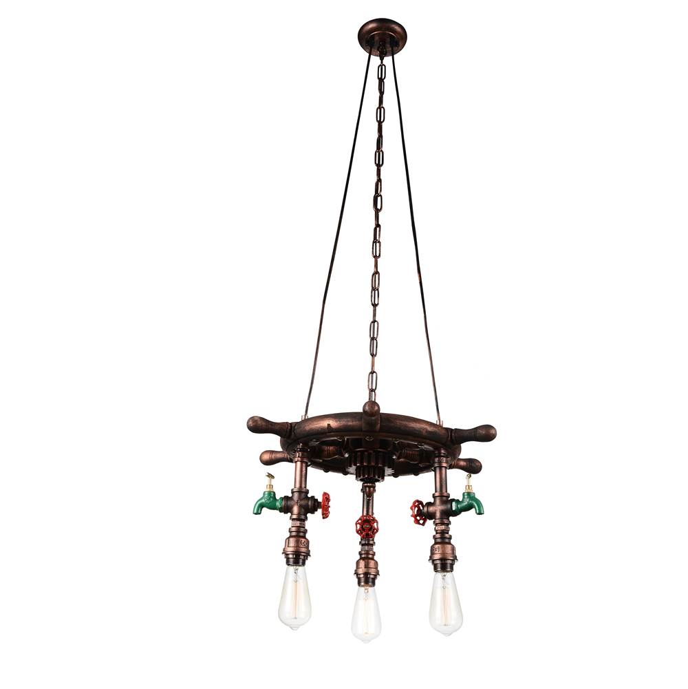 CWI Lighting Manor 3 Light Down Chandelier With Speckled copper Finish