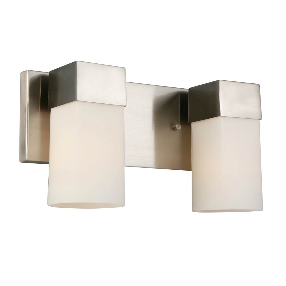 Eglo 2x60W Bath Vanity Light w/ Brushed Nickel Finish & Frosted Glass