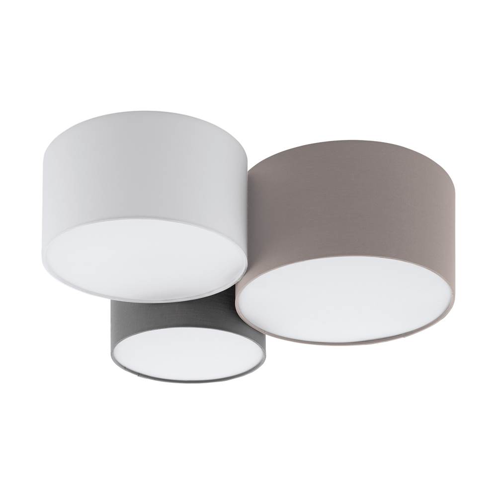 Eglo 3x60W Ceiling Light w/ Taupe, White, & Grey Shades