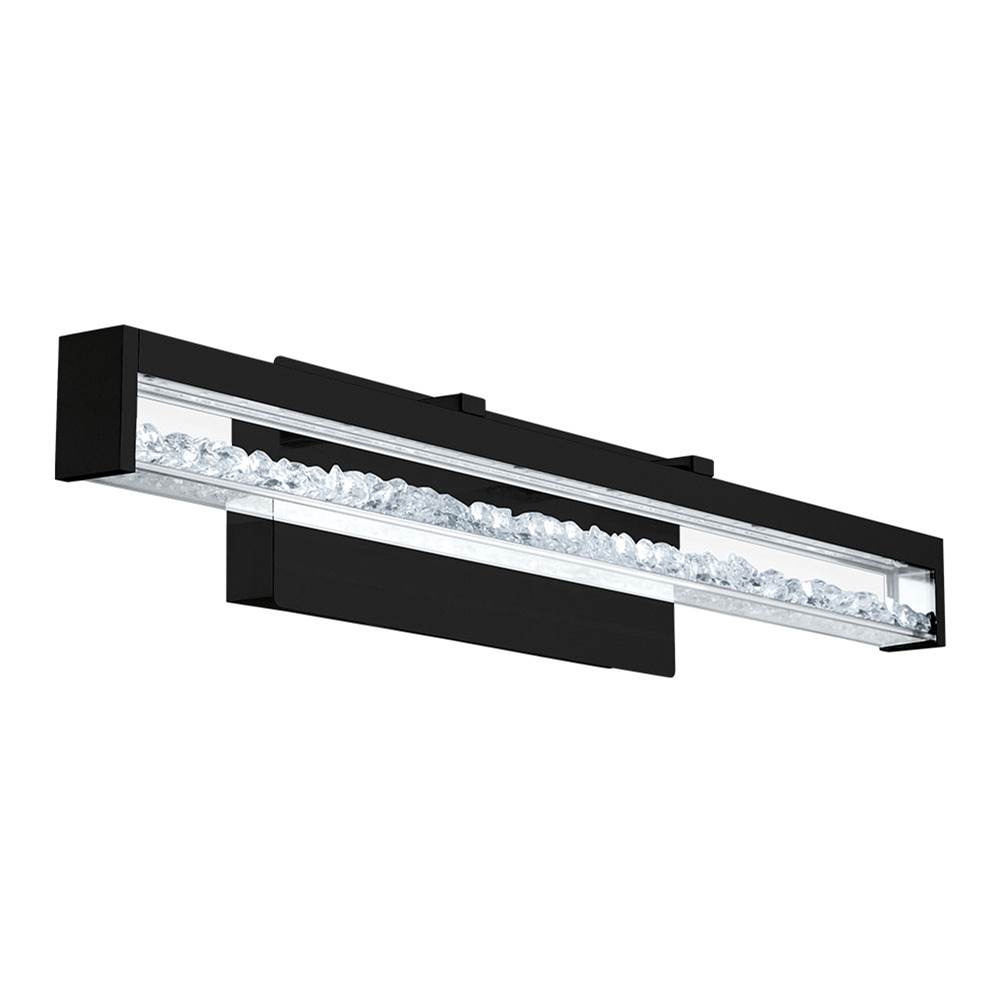 Eglo Cardito 1X22.4W Integrated Led Vanity Bath Light With Matte Black Finish, Clear Glass And Clear Crystals