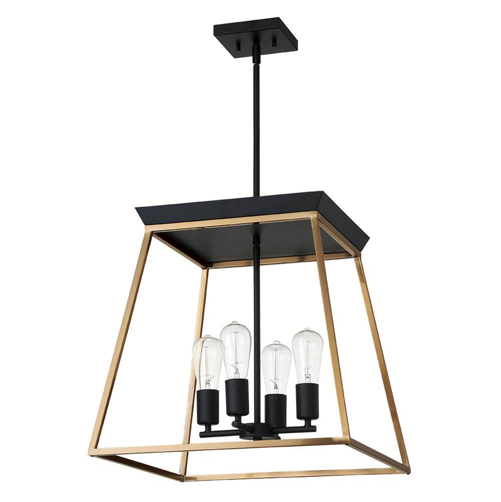 Eglo 4x100W Pendant w/ Brushed Gold and Matte Black Finish
