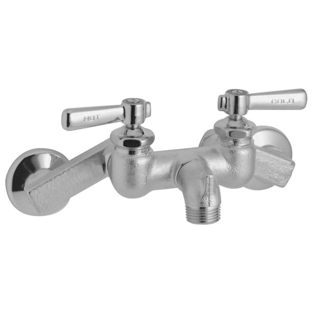 Elkay 4''-8-3/8'' Adjustable Centers Wall Mount Faucet with Bucket Hook Spout 2'' Lever Handles Rough Chrome