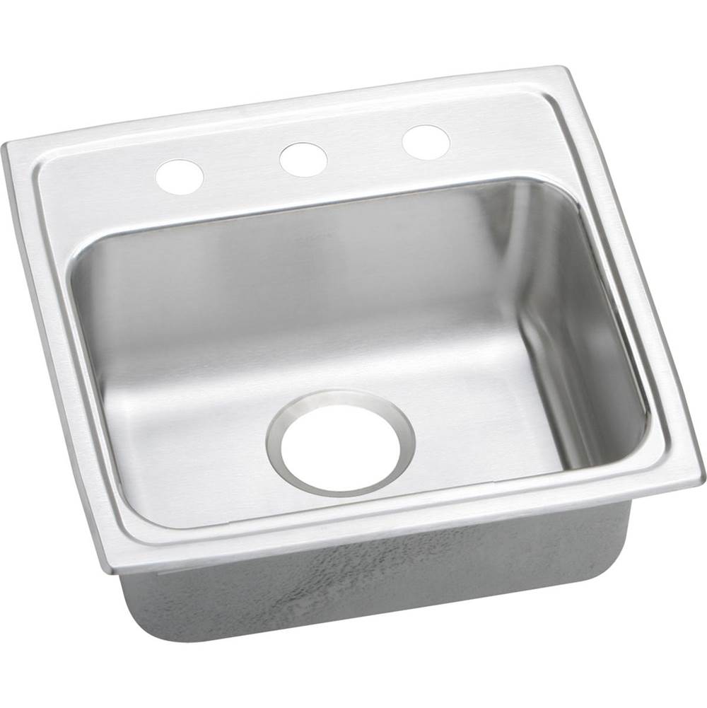 Elkay Lustertone Classic Stainless Steel 19'' x 18'' x 6-1/2'', 3-Hole Single Bowl Drop-in ADA Sink with Quick-clip