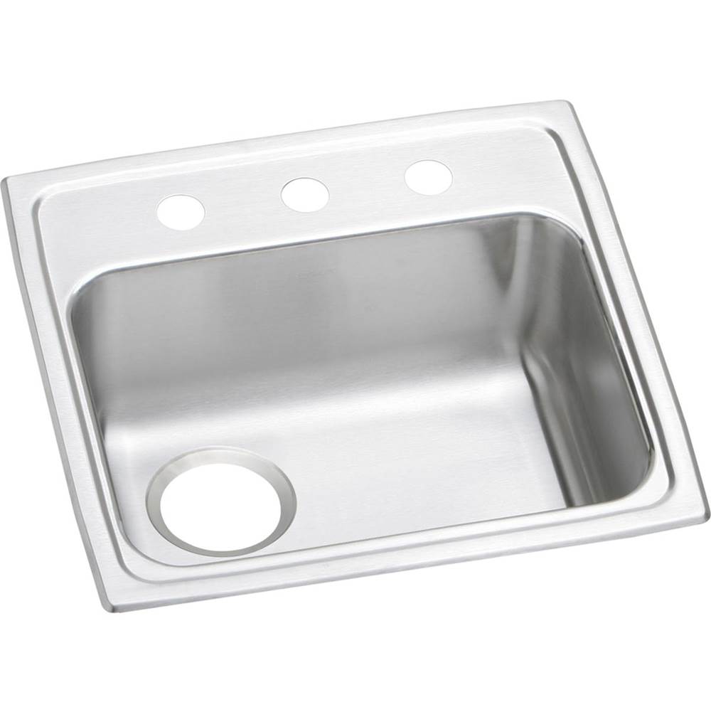 Elkay Lustertone Classic Stainless Steel 19'' x 18'' x 6-1/2'', 2-Hole Single Bowl Drop-in ADA Sink with Left Drain