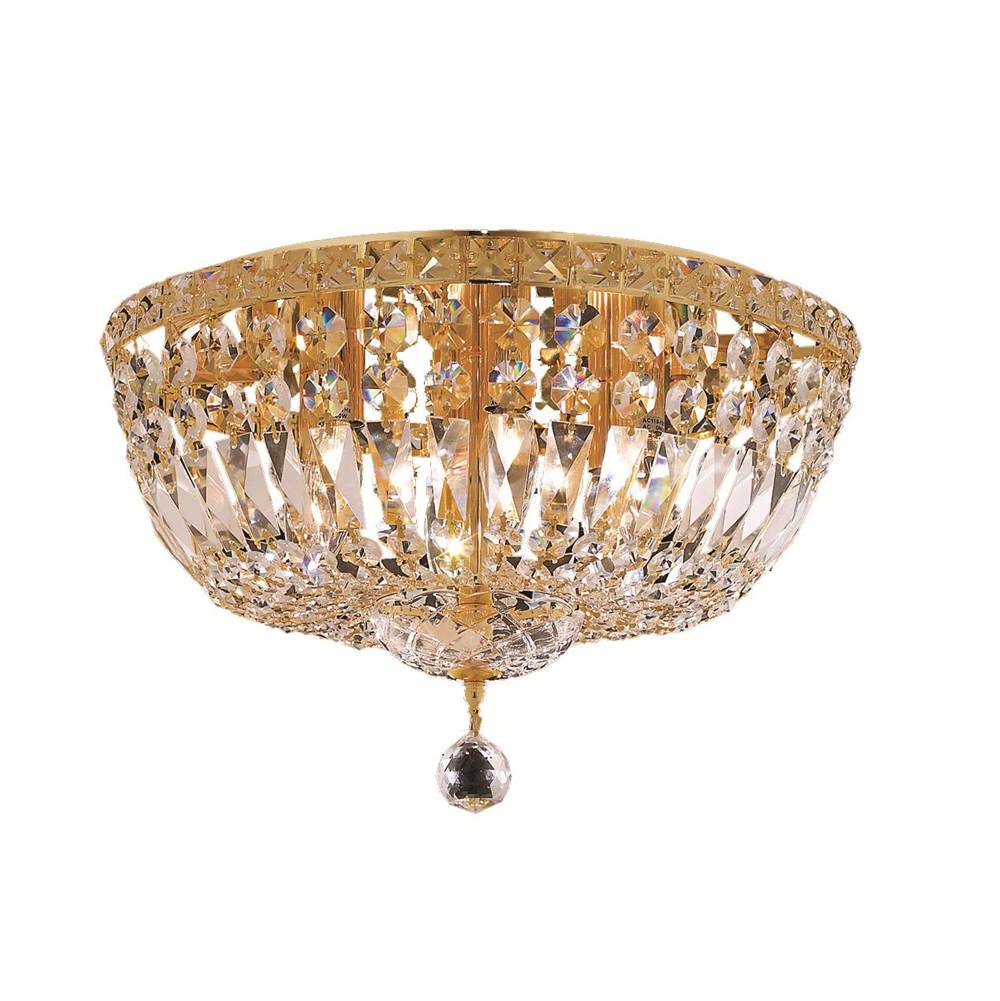Elegant Lighting Tranquil 6 Light Gold Flush Mount Clear Royal Cut Crystal