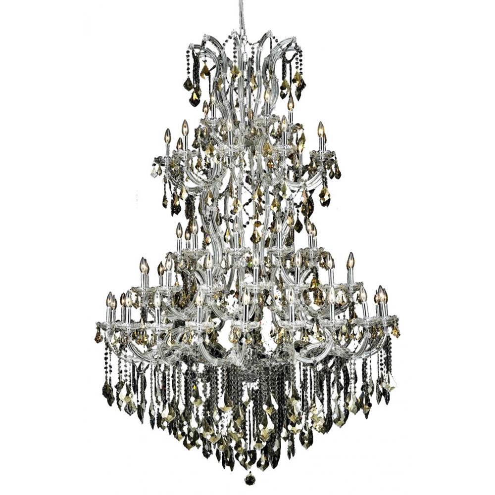 Elegant Lighting Maria Theresa 61 Light Chrome Chandelier Golden Teak (Smoky) Royal Cut Crystal