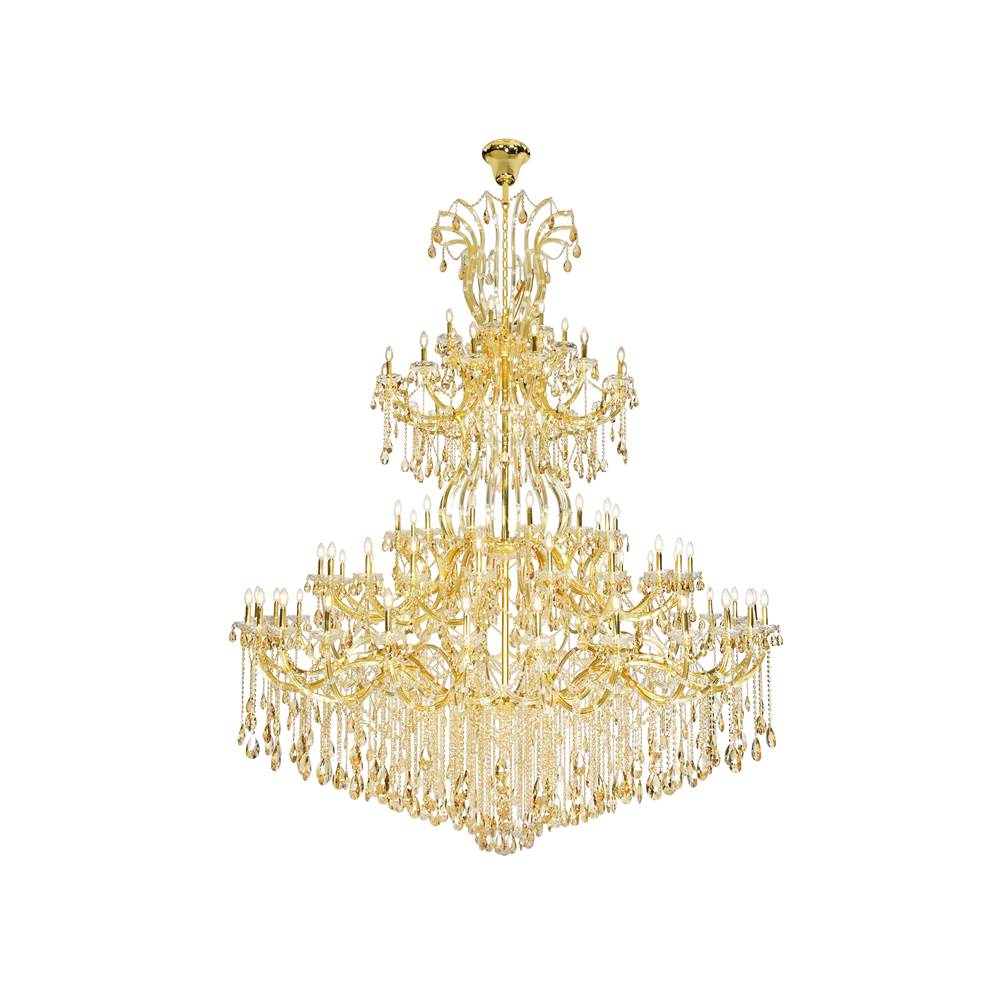Elegant Lighting Maria Theresa 84 Light Gold Chandelier With Golden Shadow Tear Drop Crystals Golden Shadow (Champagne) Royal Cut Crystal