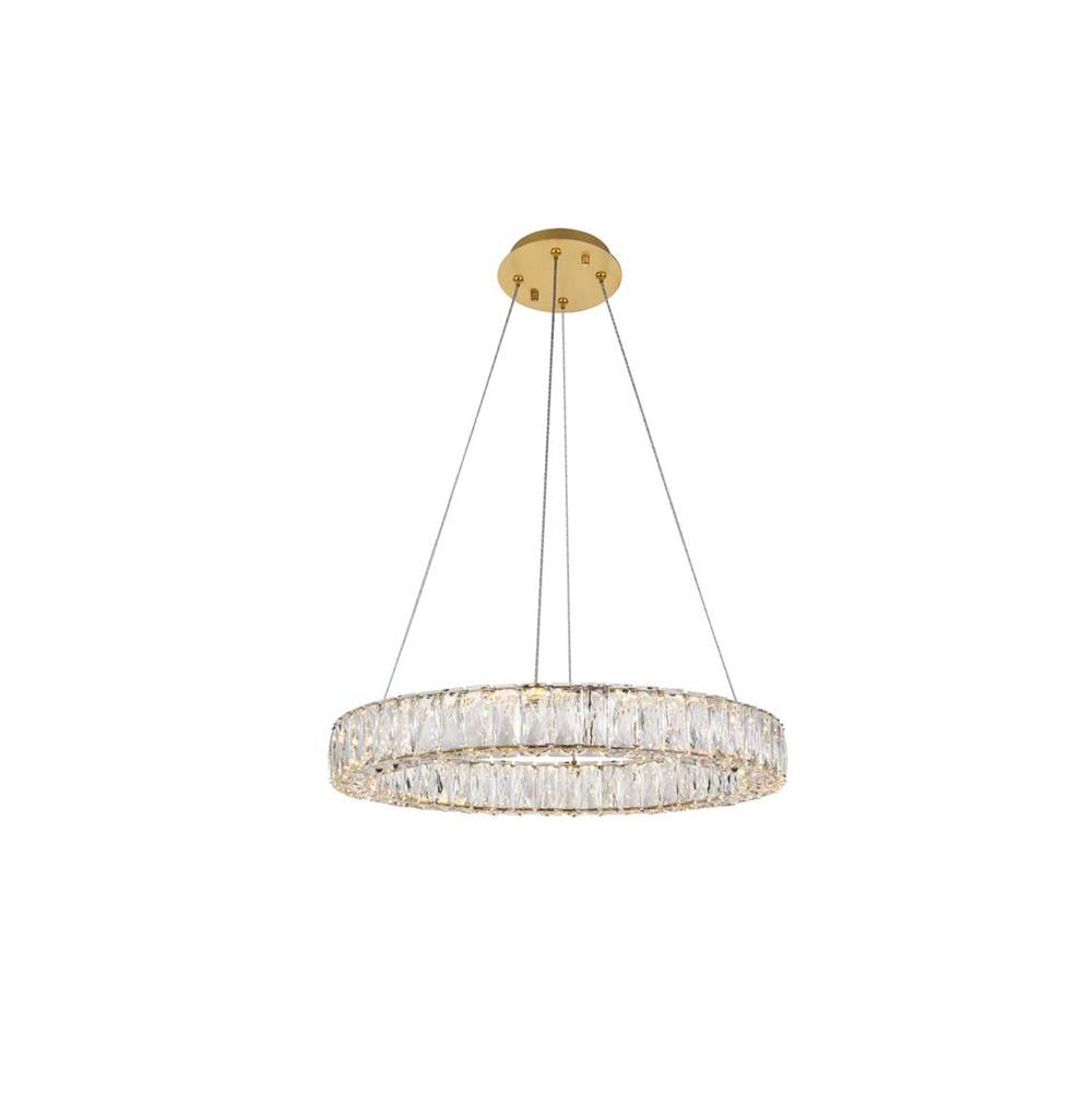 Elegant Lighting Monroe Integrated Led Chip Light Gold Chandelier Clear Royal Cut Crystal
