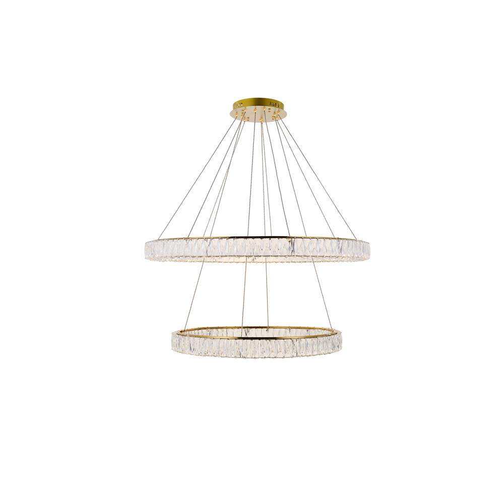 Elegant Lighting Monroe Integrated LED light Gold Chandelier Clear Royal Cut Crystal
