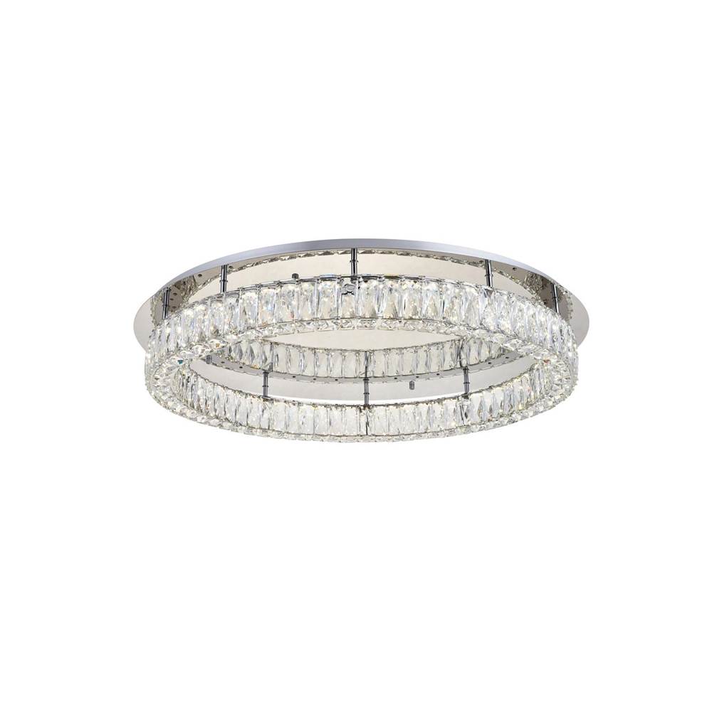 Elegant Lighting Monroe LED light Chrome Flush Mount Clear Royal Cut Crystal