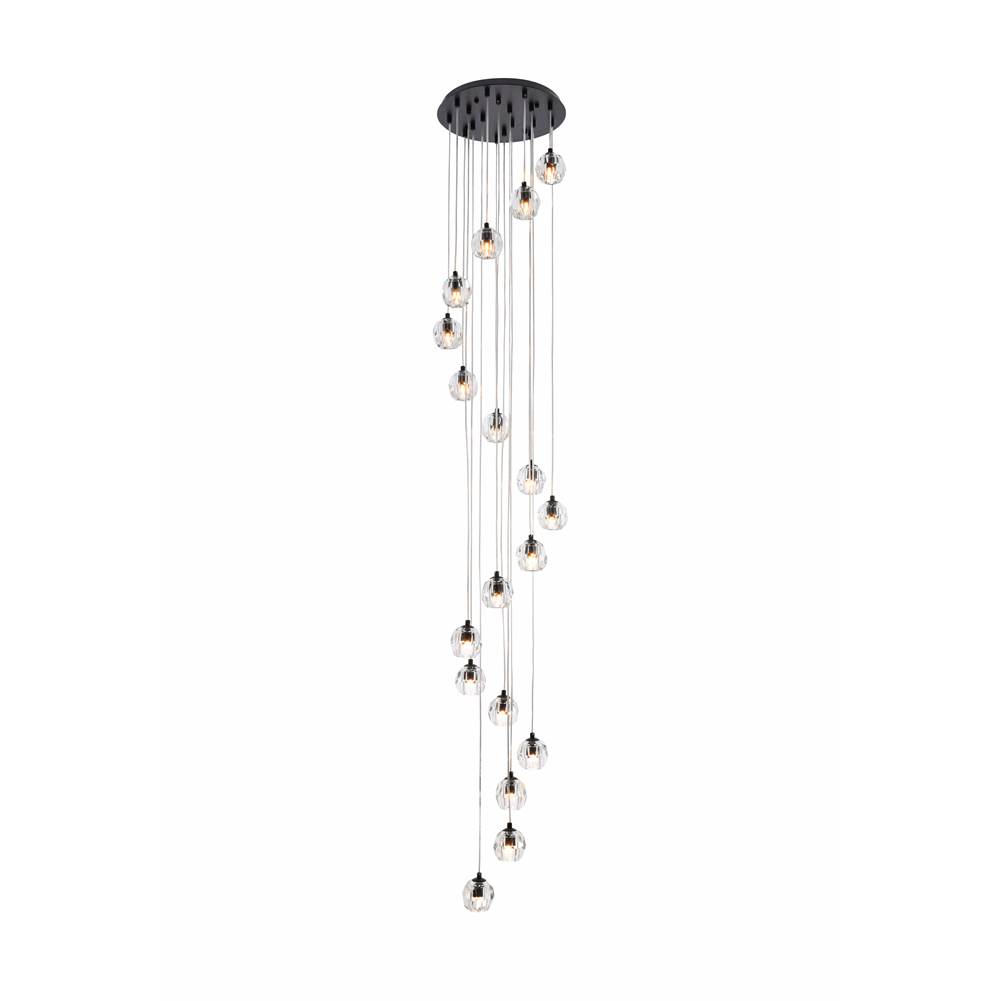 Elegant Lighting Eren 18 lights Black pendant