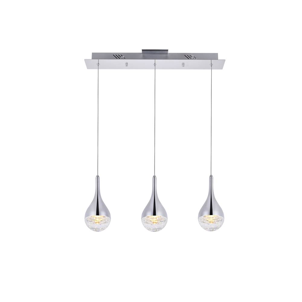 Elegant Lighting Amherst Collection LED 3-light chandelier 24in x 4in x 9in chrome finish