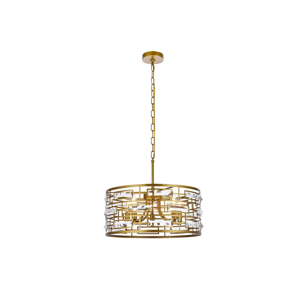 Elegant Lighting Kennedy 18.5 Inch Pendant In Brass