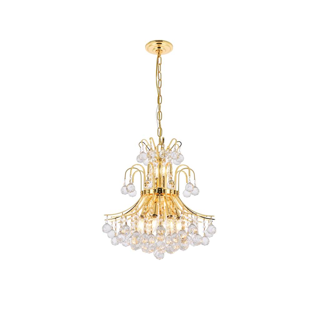 Elegant Lighting Toureg 10 Light Gold Pendant Clear Royal Cut Crystal