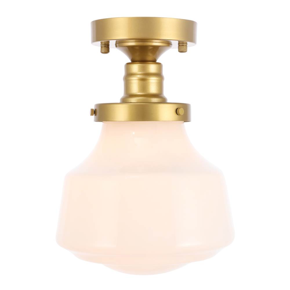 Elegant Lighting Lyle 1 light Brass and frosted white glass Flush mount