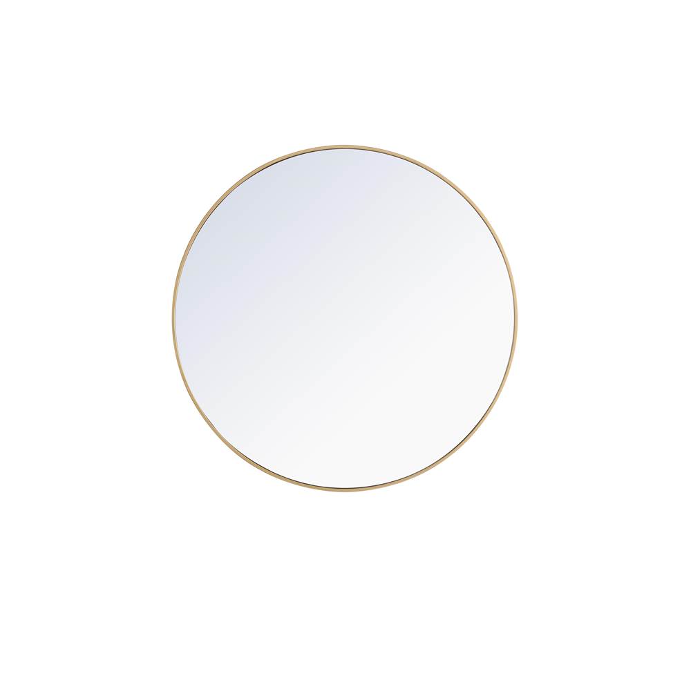 Elegant Lighting Metal Frame Round Mirror 42 Inch Brass Finish