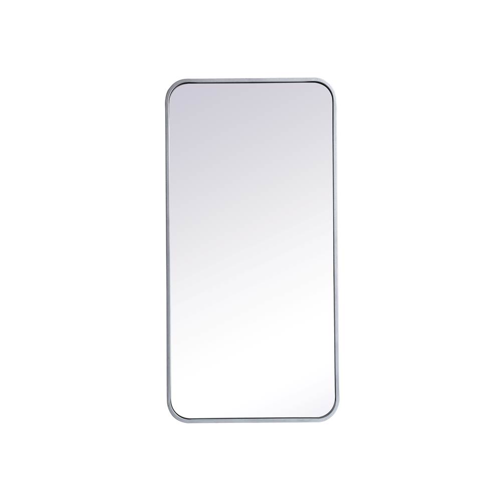 Elegant Lighting Evermore Soft Corner Metal Rectangular Mirror 18X36 Inch In Silver
