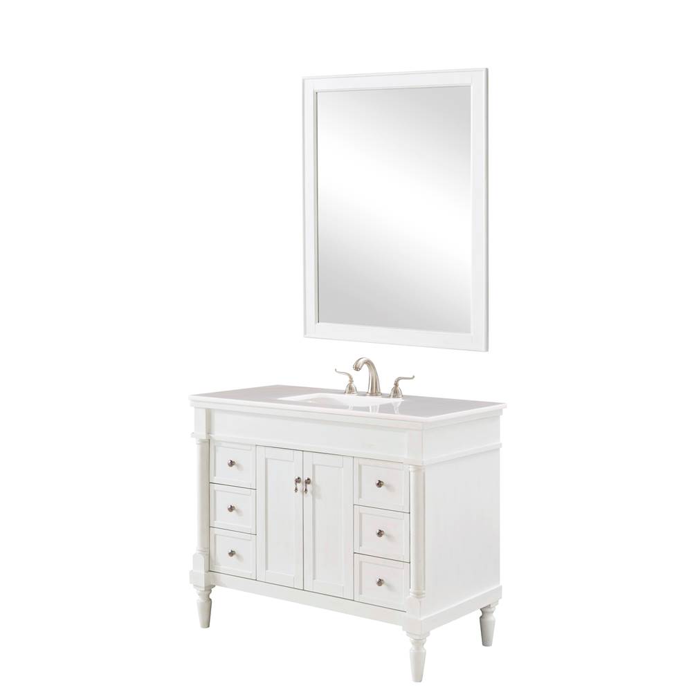Elegant Lighting 42 In. Single Bathroom Vanity Set In Antique White