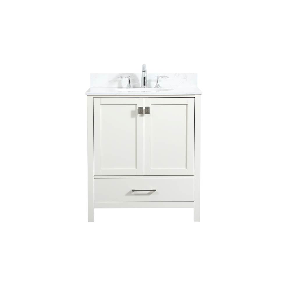 Elegant Lighting Irene 30 Inch Single Bathroom Vanity In White With Backsplash