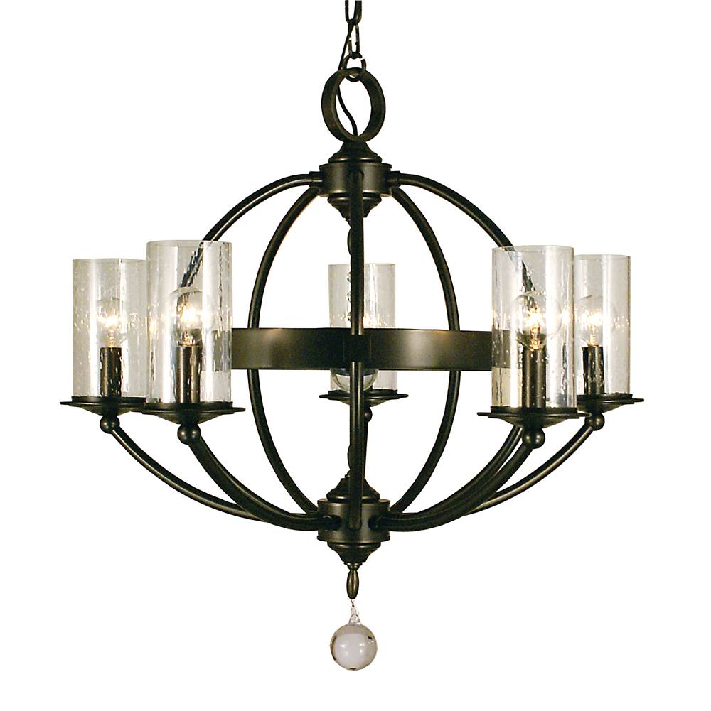 Framburg 5-Light Brushed Nickel/Frosted Glass Compass Dining Chandelier