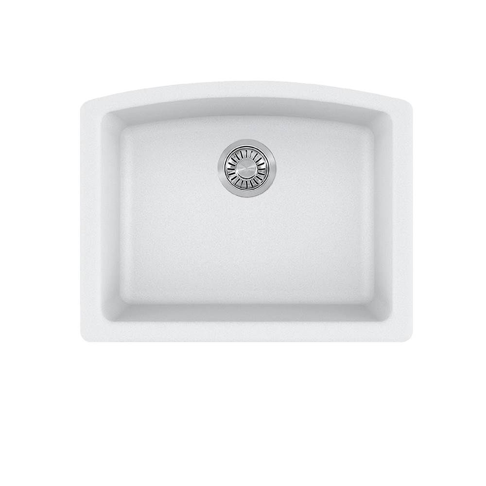 Franke Residential Canada Ellipse 25.0-in. x 19.6-in. Polar White Granite Undermount Single Bowl Kitchen Sink - ELG11022PWT-CA