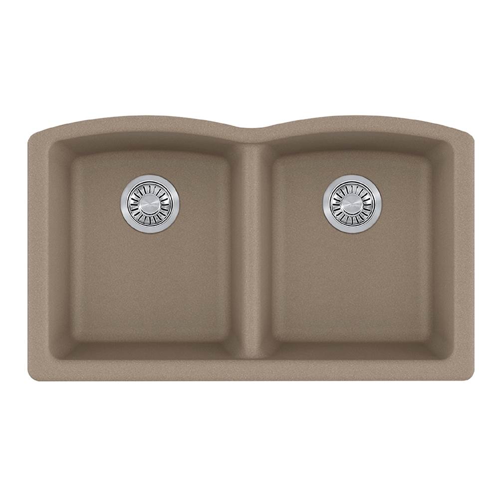 Franke Residential Canada Ellipse 33.0-in. x 19.7-in. Oyster Granite Undermount Double Bowl Kitchen Sink - ELG120OYS-CA