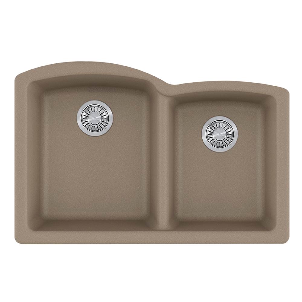 Franke Residential Canada Ellipse 33.0-in. x 21.7-in. Oyster Granite Undermount Double Bowl Kitchen Sink - ELG160OYS-CA