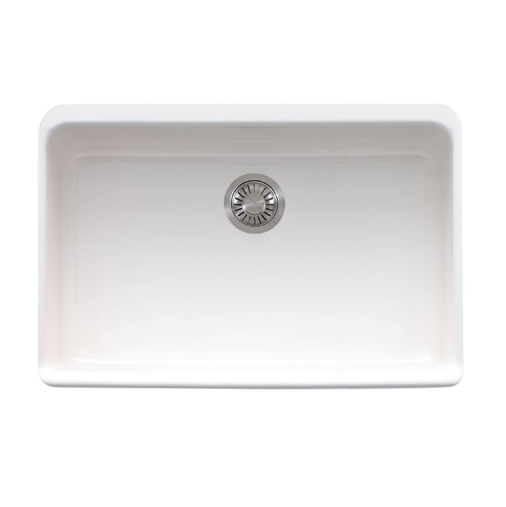 Franke Residential Canada Manor House 27.12-in. x 19.88-in. White Apron Front Single Bowl Fireclay Kitchen Sink - MHK110-28WH