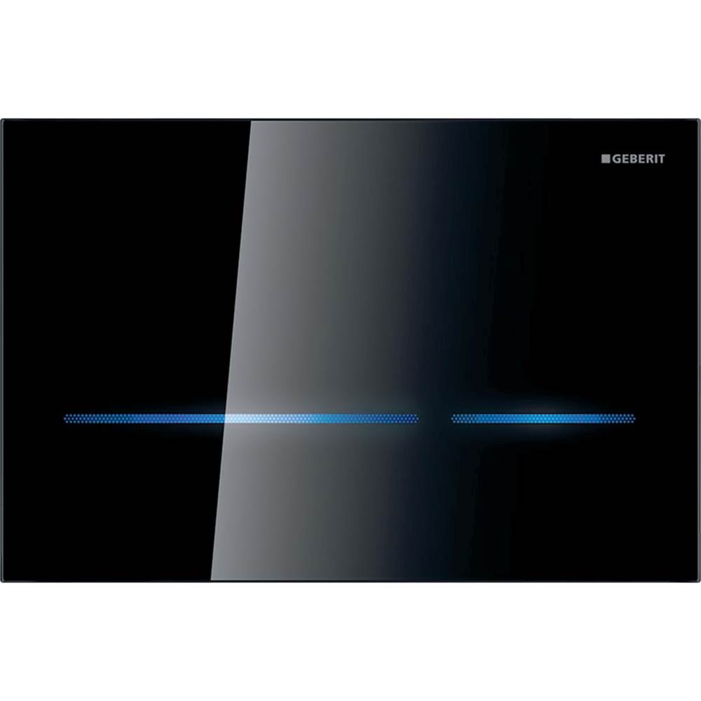 Geberit Wc Flush Control With Electronic Flush Actuation, Mains Operation, Dual Flush, Sigma80 Actuator Plate, Touchless Black / Reflective Glass