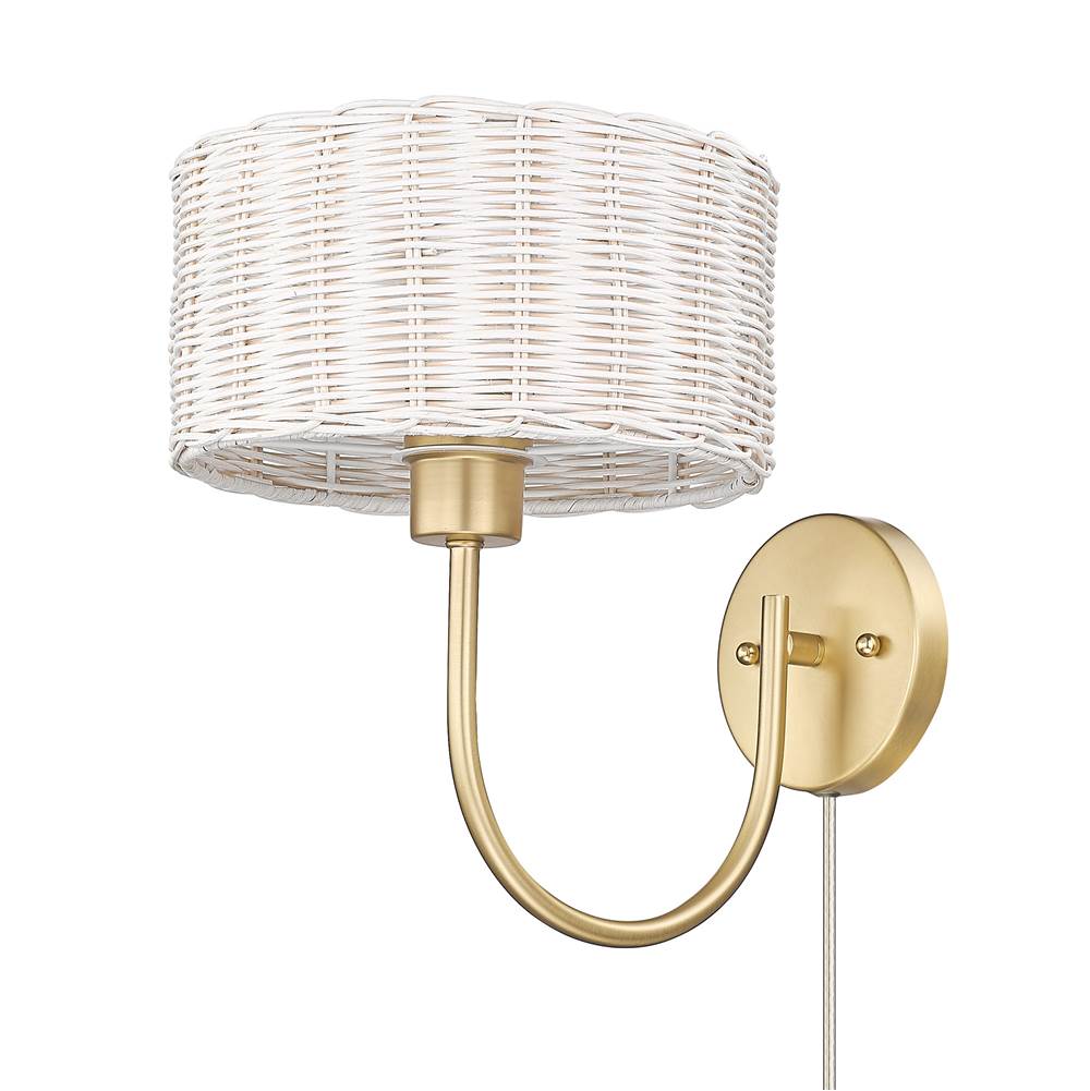 Golden Lighting Erma BCB 1 Light Wall Sconce in Brushed Champagne Bronze with White Wicker Shade