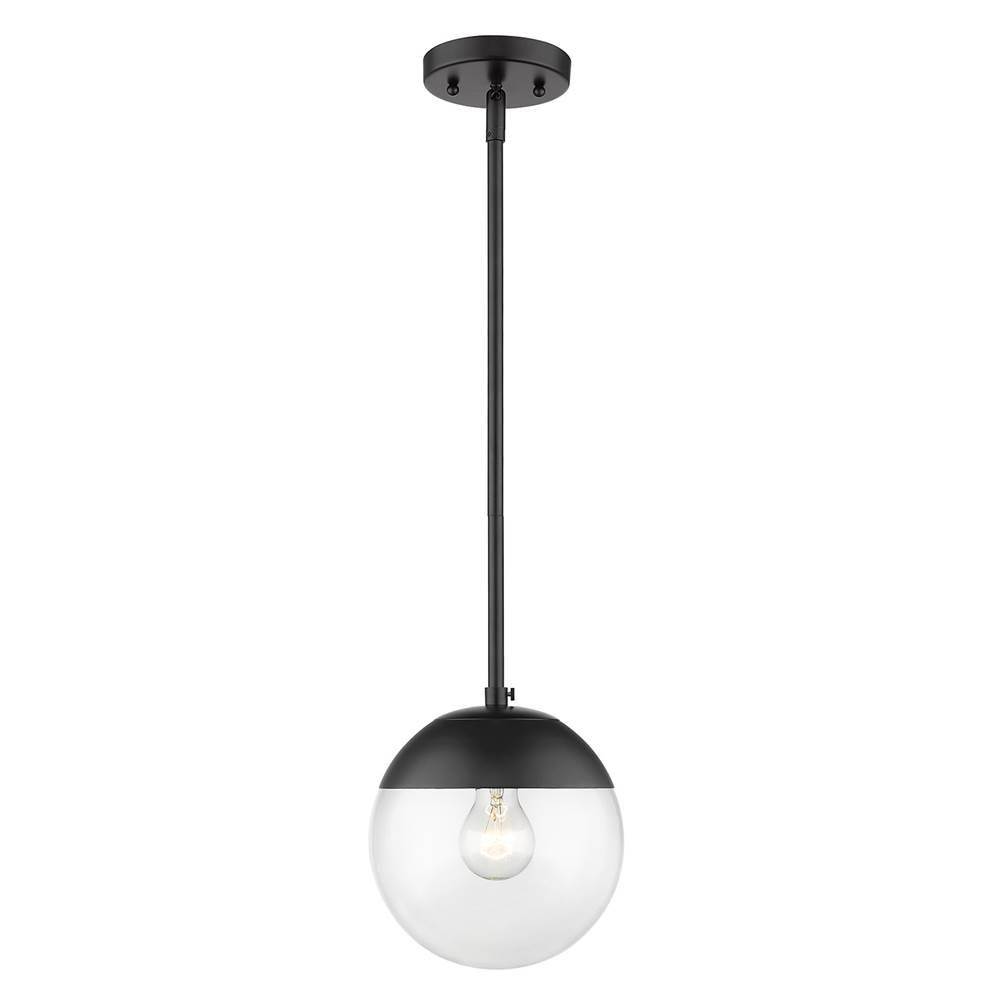 Golden Lighting Dixon Small Pendant in Matte Black with Clear Glass and Matte Black Cap