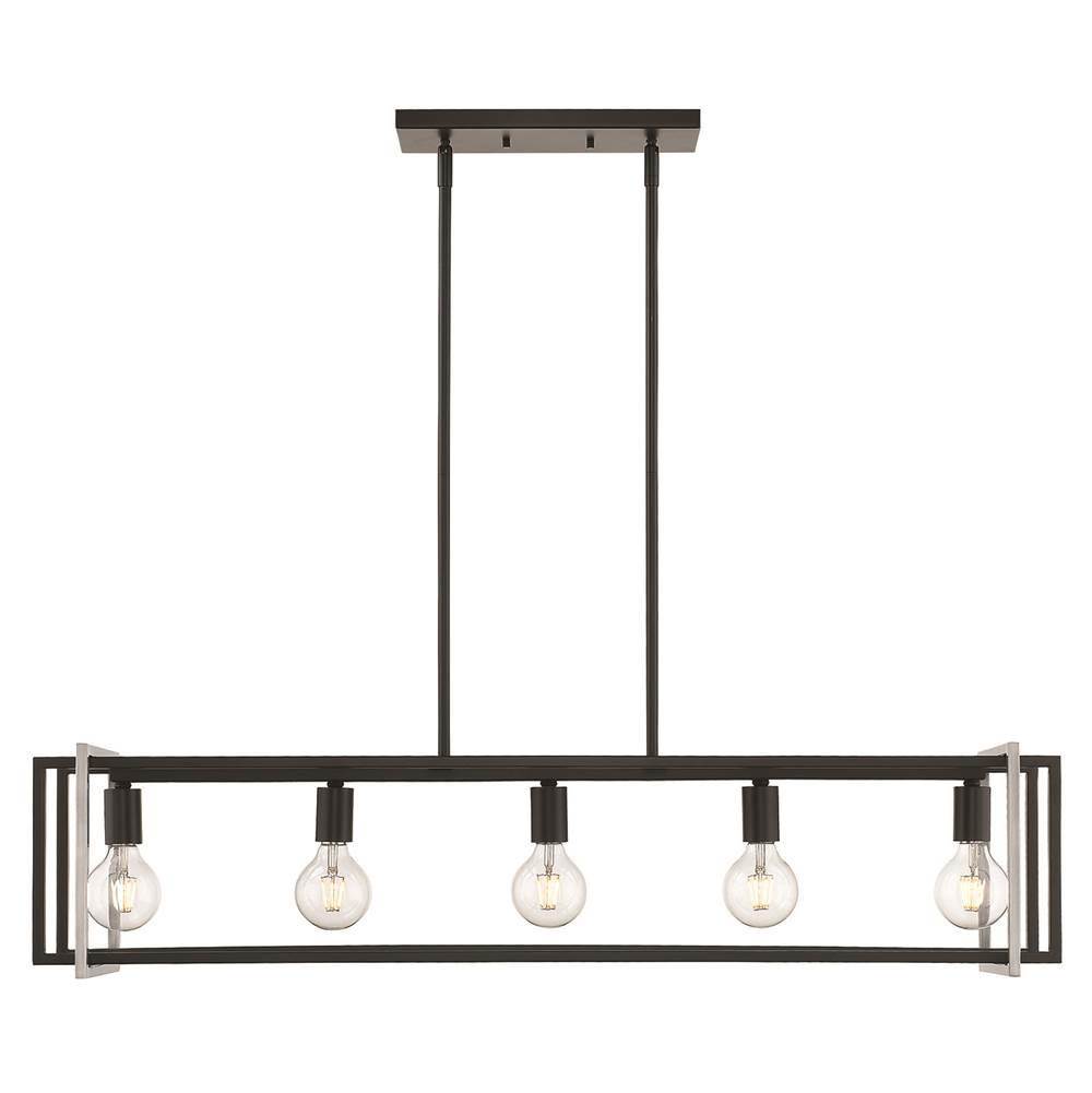 Golden Lighting Tribeca Linear Pendant in Matte Black with Pewter Accents