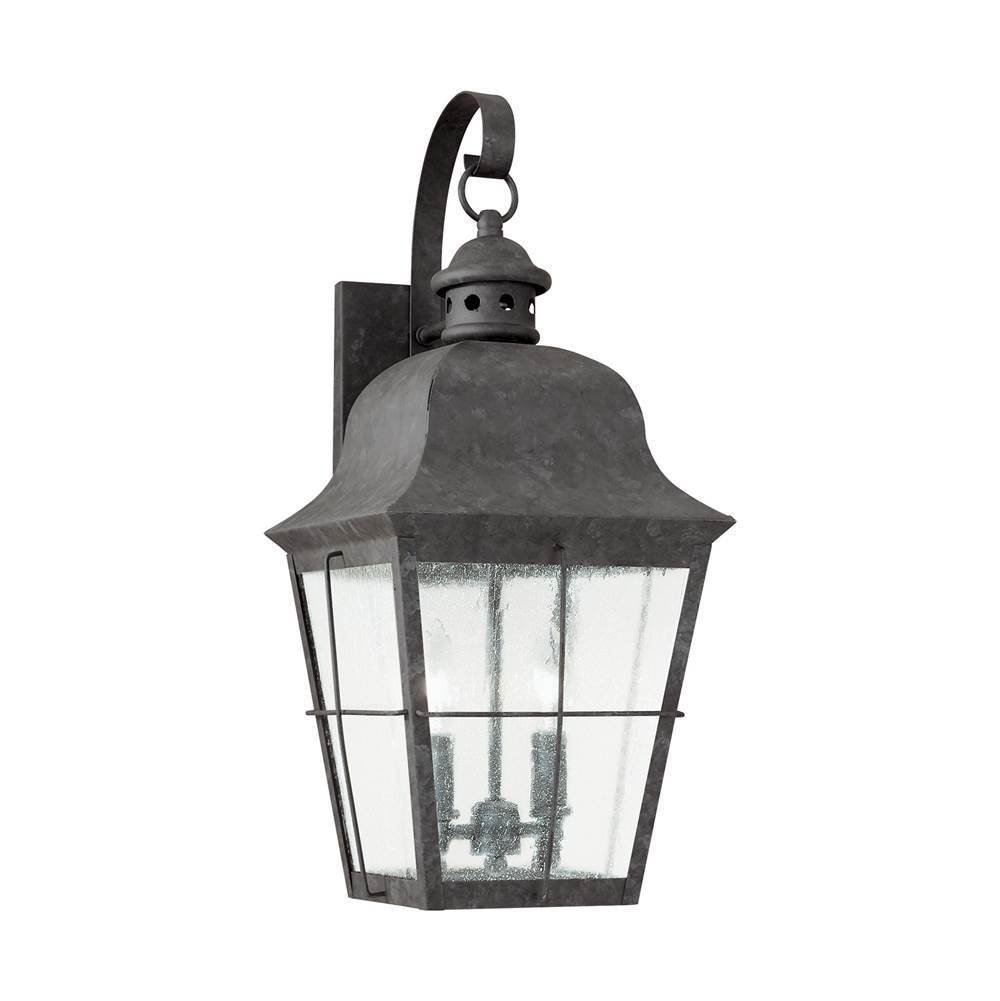 Generation Lighting Chatham Traditional 2-Light Outdoor Exterior Wall Lantern Sconce In Oxidized Bronze Finish With Clear Seeded Glass Panels