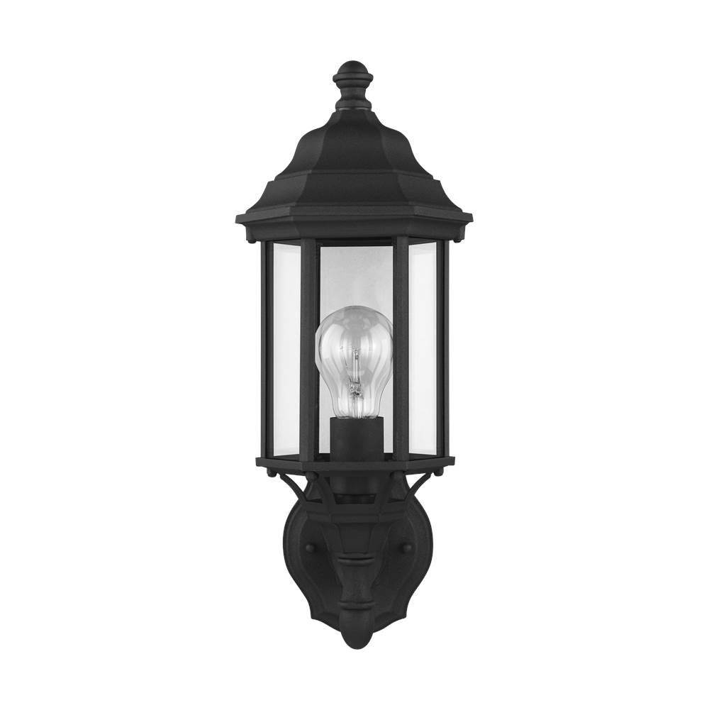 Generation Lighting Sevier Traditional 1-Light Outdoor Exterior Small Uplight Outdoor Wall Lantern Sconce In Black Finish With Clear Glass Panels