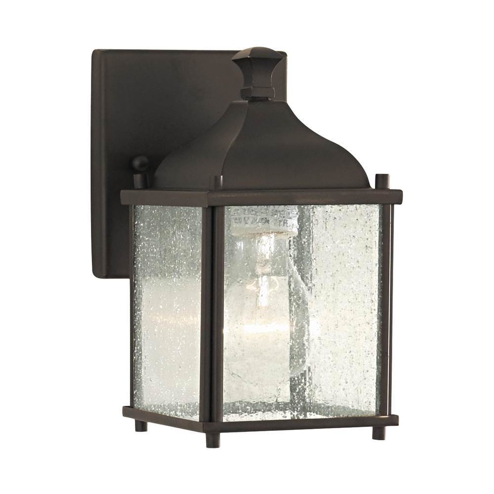 Generation Lighting Terrace Transitional 1-Light Outdoor Exterior Small Wall Lantern Sconce In Oil Rubbed Bronze Finish With Clear Seeded Glass Shades